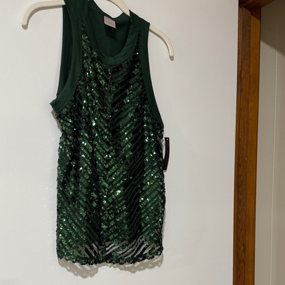 No Boundaries Green Sequin Tank Top
